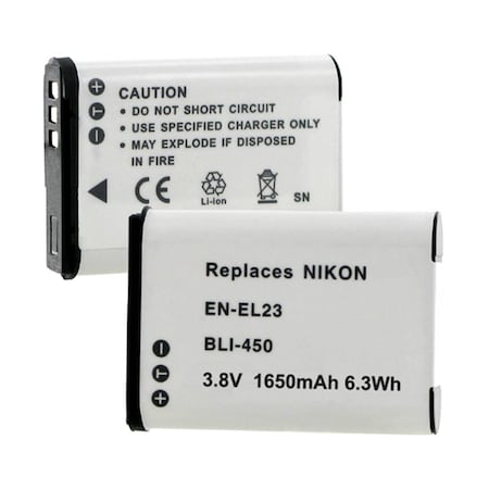 EMPIRE Nikon EN-EL23 3.8V 1650 mAh Batteries - 6.27 watt BLI-450